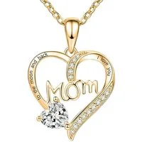 Taffstyle Kette mit Anhänger Damen Herzkette Herzanhänger Mom Inschrift und Kristall Herz (Liebevoller Mom Herzanhänger an eleganter Kette ideal als Geschenkidee), Geschenke für Frauen