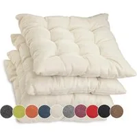 sunnypillow Stuhlkissen 4er Set Stuhlkissen mit Bändern Ontario, Ecru