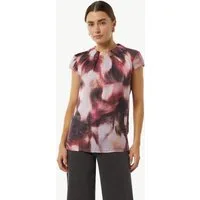 comma Kurzarmbluse Bluse Satinbluse mit Raffung und Kappärmeln