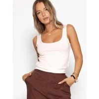 SASSYCLASSY T-Shirt Top mit Ziernaht für Damen Figurbetontes Trägertop aus Baumwolle Schwarz Weiß Rosa Braun