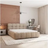 Masseno Polsterbett FARU 180x200 cm beige (mit Bettkasten und Lattenrost)