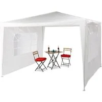relaxdays Pavillon 3x3 m mit 2 Seitenteile, weiß
