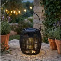 Levandeo® LED Solarleuchte, Solar Dekoleuchte Rund Schwarz Tischleuchte Akku Garten Beleuchtung