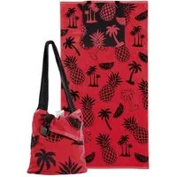 Delindo Lifestyle Strandtuch Strandtuch mit Schultertasche, Frottier (1-St), 2in1