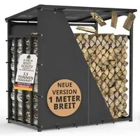 LAWA Living and Lifestyle Kaminholzregal Metall 1m tief mit Dach Garten Brennholz Unterstand Aussen Abdeckplane, BxTxH:185.00x105.00x185.00 cm, mit Wetterschutz