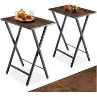 tectake Beistelltisch 2er Set Beistelltische (2-St., 2 tlg), Zwei klappbare Beistelltische im typischen Industrial-Look