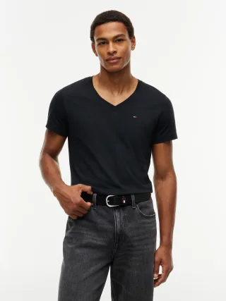 Tommy Jeans (PVH Group) - TJM ORIGINAL JERSEY V NECK TEE TOMMY BLACK - Gr. - XXL