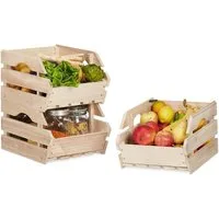 relaxdays Holzkiste Stapelkisten aus Holz