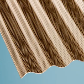 Acryl Lichtplatte | Wellplatte | 76/18 | ca. 3 mm | Breite 1045 mm | wabenstruktur | bronze