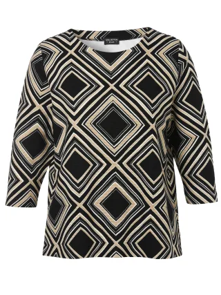 VIA APPIA DUE - Sweatshirt Rundhals 1/1 Arm Druck schwarz multicolor - Gr. - 46