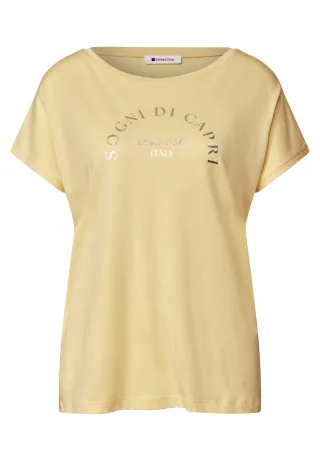 Street One - Dropped Shoulder Shirt mit Rundhals soft yellow - Gr. - 40