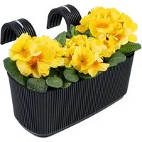 KONZEPT Balkonkasten Blumenkasten mit Halterung – 29 x 19 cm, Balkonkasten für Geländer, 3,2 L aus wetterfestem Kunststoff