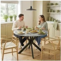 HOMCOM Klapptisch Esstisch mit Spinnenfuß aus Stahl für Kleine Räume, Zementgrau (Küchentisch, 1-St., Esszimmertisch), Klappbar, platzsparend, für 2-6 Personen
