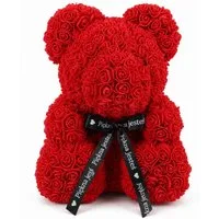 AMORE MIO Dekoobjekt Rosenbär 25 cm Geschenkbox Valentinstag Dekofigur Teddy (Geschenkset Rosenbär Dekoration mit Geschenkbox und Band Teddy, Rosenbär 25 cm in Geschenkbox mit Band dekoratives Set Teddy), Rosenoptik dekorativ Geschenkfertig langlebig