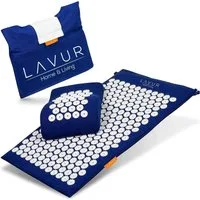 LAVUR Yogamatte Akupressurmatte Set blau 74x44x2 cm Matte Kissen & Tasche, Entspannung für Rücken & Nacken: Akupressur gegen Stress & Verspannung