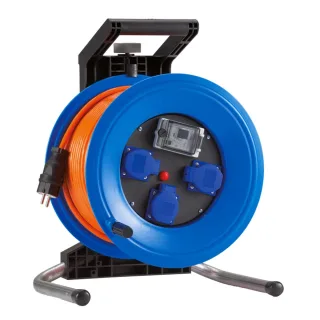HEDI Kunststoff-Kabeltrommel Professional Plus Ø 320 mm, orange Panzerkabel Plus, 3 Steckdosen - K340Q2TFI