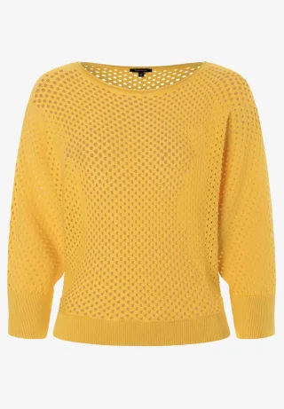 MORE & MORE - Ajourpullover gelb - Gr. - 40