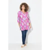 Ulla Popken Longshirt Longshirt A-Linie Zierbänder V-Ausschnitt 3/4-Arm