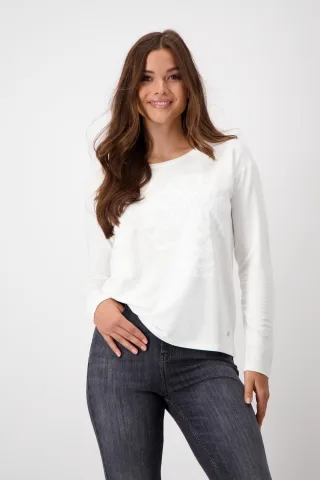 monari - Shirt mit Print und Pailletten off-white - Gr. - 46