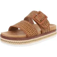 Ital-Design Bequeme Damen-Sandalen mit geflochtener Oberflächenstruktur Plateausandaletten (89542876) Flach Pantoletten in Camel