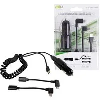 AIV KFZ 12V 24V USB-C Ladekabel Spiral-Kabel Smartphone-Ladegerät (Inkl. Lade-Adapter USB Typ C + Micro-USB + Mini-USB, für PKW Auto etc)