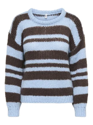 ONLY - ONLNORDIC LS STRIPE O-NECK KNT Dusty Blue - Gr. - M