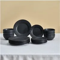 Karaca Geschirr-Set Solem Embossed Geschirrset für 6 Personen, 18-tlg. Tafelservice, 6 Personen, Steinzeug