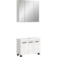 welltime Badmöbel-Set AVON, Breite 82 cm, 2-teilige moderne Badkombination, auf Rollen, (2-St., bestehend aus: Waschbeckenunterschrank & Spiegelschrank), Bad-Kombination, Bad-Möbel, Badezimmer, Kombination, Kombi, Bad-Set