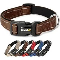 lionto Hunde-Halsband reflektierend, verstellbare Länge 20-30 cm XS braun, Nylon, Neopren, reflektierend & angenehm gepolstert