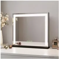 MEYKOERS Kosmetikspiegel Kosmetikspiegel mit 3 Lichtfarben, Dimmbar, Touchsteuerung, LED-Tischspiegel mit Memory-Funktion und 1820 lm