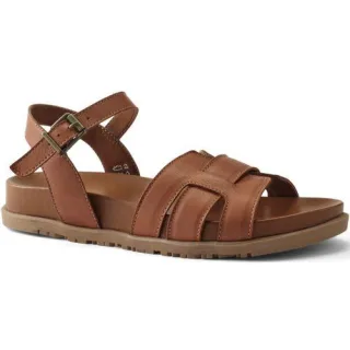 Ledersandalen mit Knöchelriemchen für Damen, Damen, size: regular, Beige, Leder, by Lands' End