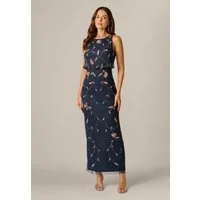 Adrianna Papell Abendkleid Bead Blouson Long Dress Aufwendig verziertes, ärmelloses Abendkleid