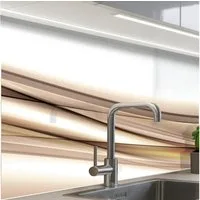 KitchenYeah Küchenrückwand Muster selbstklebend (keine Folie) Wellen - Abstrakt - Taupe, (1-tlg), Spritzschutz, Küche, Rückwand, Küchenwand, Küchenfront, 30x20 cm