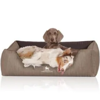 Knuffelwuff Orthopädisches Hundebett Outlander aus laser-gestepptem Kunstleder braun XXL