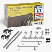 avoltik Solarmodul-Halterung Solar-Halterung Ziegeldach Montageset Dach Befestigung f 1 Solarmodul, (Set für 1 Modul, Avoltik Solar Montageset Ziegeldach Befestigung für 1 Modul, Avoltik Solar Montageset Ziegeldach Befestigung für 1 Modul)