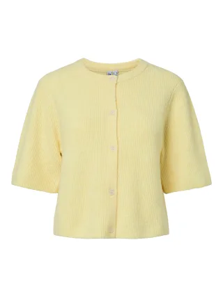 PIECES - PCSILLY SS O-NECK KNIT CARDIGAN NOOS BC Pale Banana - Gr. - XL