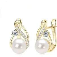 ROUGEMONT Perlenohrringe Moissanit Perlen Creolen Damen Süßwasserperle 925 sterling Silber, Moissanit mit außergewöhnlichem Glanz