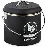 relaxdays Biomülleimer Runder Komposteimer Küche 3,5 Liter, schwarz