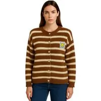 Worldclassca Cardigan WORLDCLASSCA Strickjacke mit Knopf Strickpullover Gestreift Streifen Neue Kollektion - Stilvolle und gemütliche Strickmode für Damen
