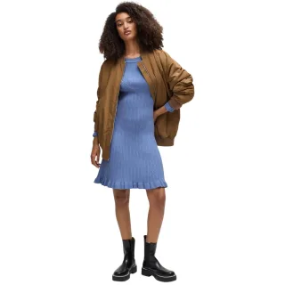 Boss - Strickkleid für Damen, Rundhalsausschnitt, Langärmlig (Leuchtendes Blau)
