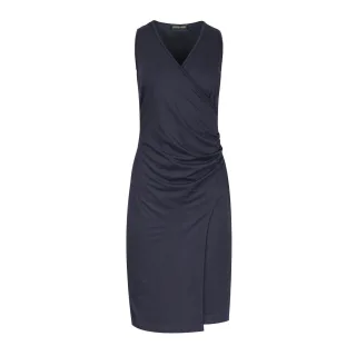 Ärmelloses Kleid in Wickeloptik in Marineblau