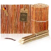 BooGardi Beetumrandung Mini Gartenzaun Holz in 2 Größen, LxH: 300x30 cm, Rasenkante flexibel · 30 cm hoch x 3 m lang, Weidenzaun · Beeteinfassung für natürliche Beetbegrenzung · Garten