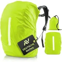 AVANA Rucksack-Regenschutz Rucksacküberzug mit Reflexstreifen (10-70L) Regenhülle Schulranzen, wasserdicht, reflektierendes Cover, Neongelb