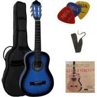 MSA Konzertgitarre 1/4 Kindergitarre Set Tasche Band Saiten 3xPlektron, Gitarre aus Lindenholz Nylonsaiten