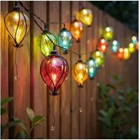 Haushalt International LED Solarleuchte, LED-Leuchtmittel fest verbaut, Farbig, Warmweiß, 2x Solarleuchte LED Lichterkette Ballon bunt Außenleuchte L 390 cm