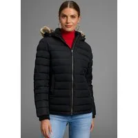 Polarino Steppjacke Kapuze mit Fellimitat zum Abnehmen