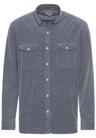 camel active - Langarm Hemd in Regular Fit aus Cord denim blue - Gr. - 3XL
