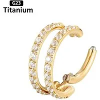 Karisma Schmuck Nasenpiercing Titan 23 Hinged Segmentring Septum Charnier/Conch Clicker 2 Ringe, Piercing, Ohrring Premium Zirkonia Stärke 1,2mm