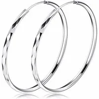 LuxusKollektion Paar Creolen Creolen Silber 925 Huggie Klapp Hoop Rund Damen 50mm Durchmesser 40mm