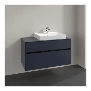 Villeroy und Boch Collaro Waschtischunterschrank C018B0VQ 100x54,8x50cm, Waschtisch rechts, LED-Beleuchtung 7,3 W, marine blue